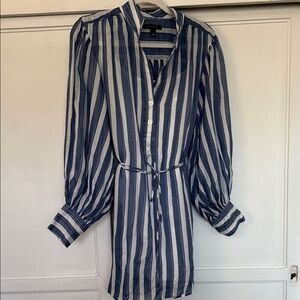 Banana Republic Blue and White Striped Shirt Dress